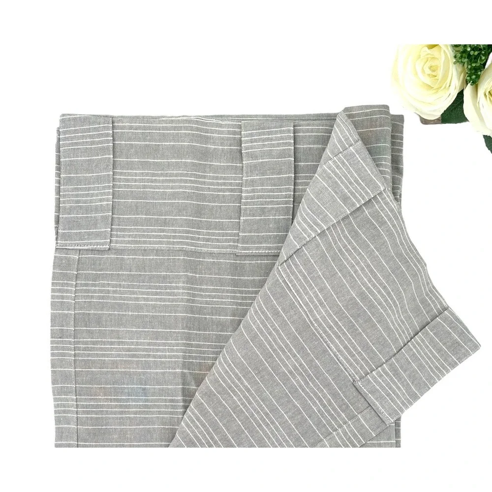 Weavetex Linen Blend Gray Stripe Curtain Panel 54x88 Tab Top Semi Sheer NEW
